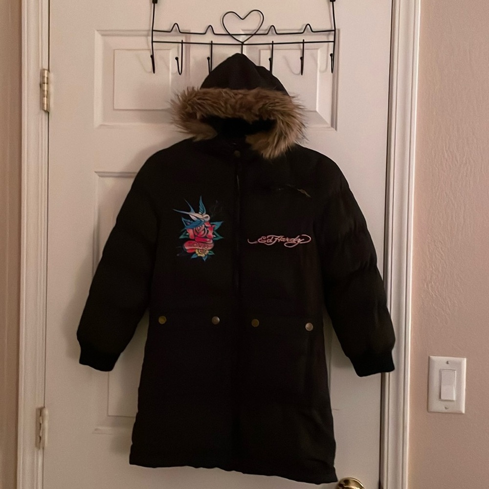 Vintage Don Ed Hardy designs RARE  jacket Black Size x Small Love Kills